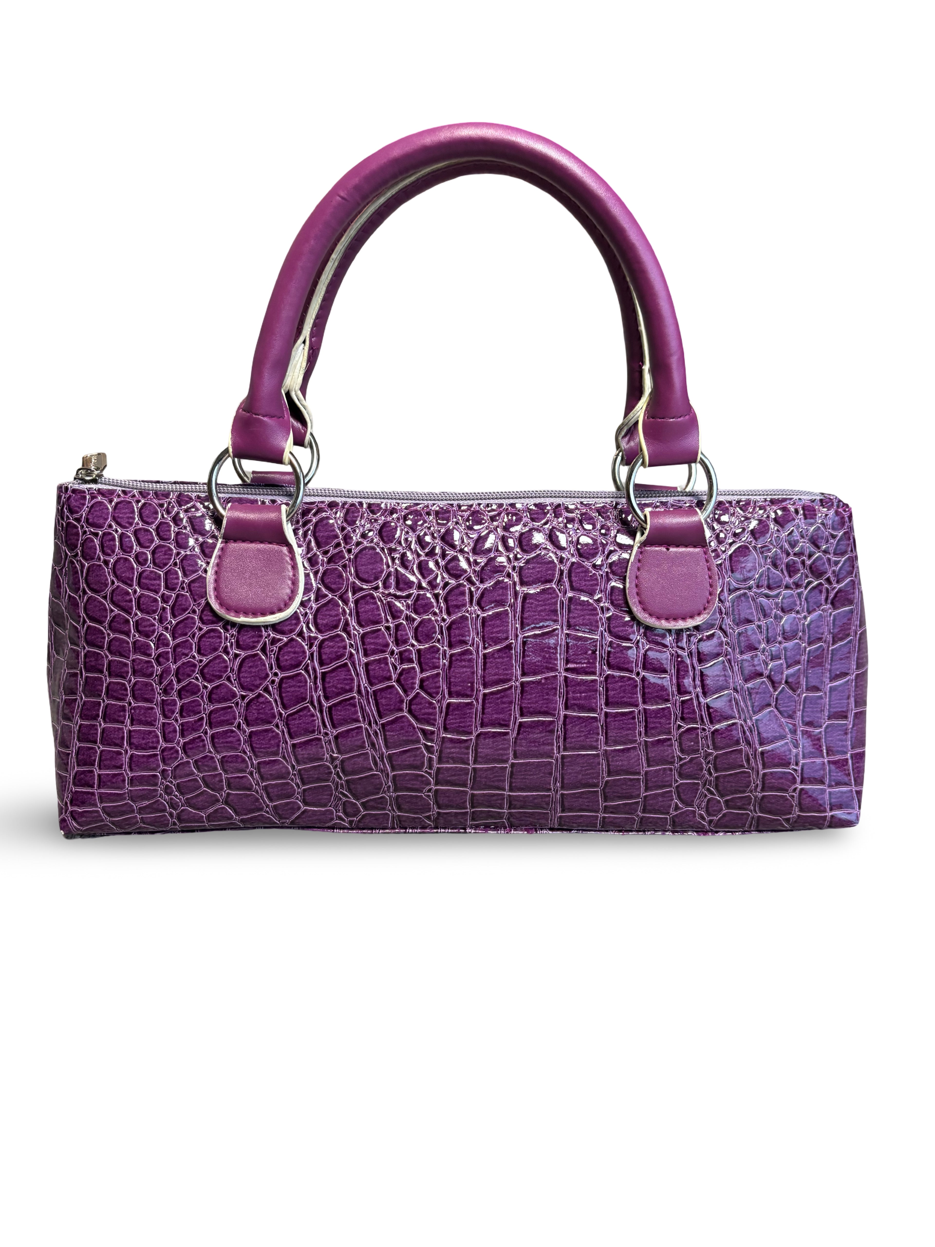 Croc Embossed Leather Shoulder Bag