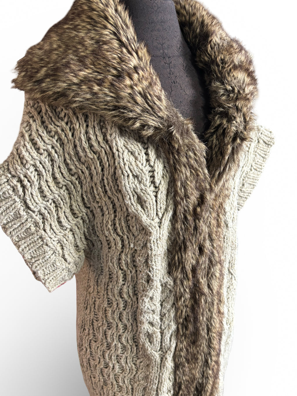 Apt.9 Faux Fur Collard Knit Cardigan