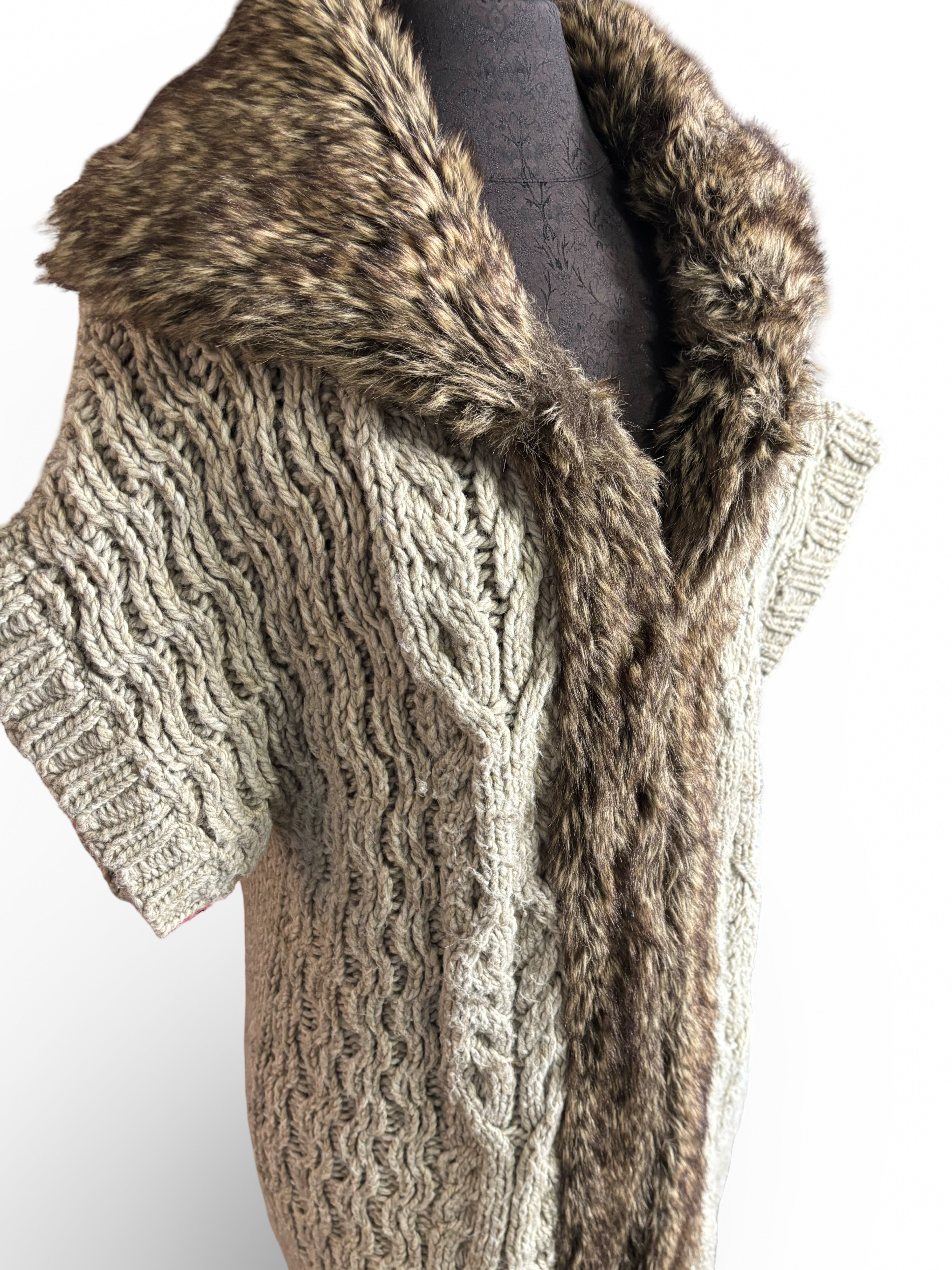Apt.9 Faux Fur Collard Knit Cardigan