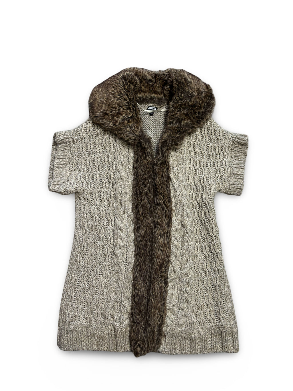 Apt.9 Faux Fur Collard Knit Cardigan
