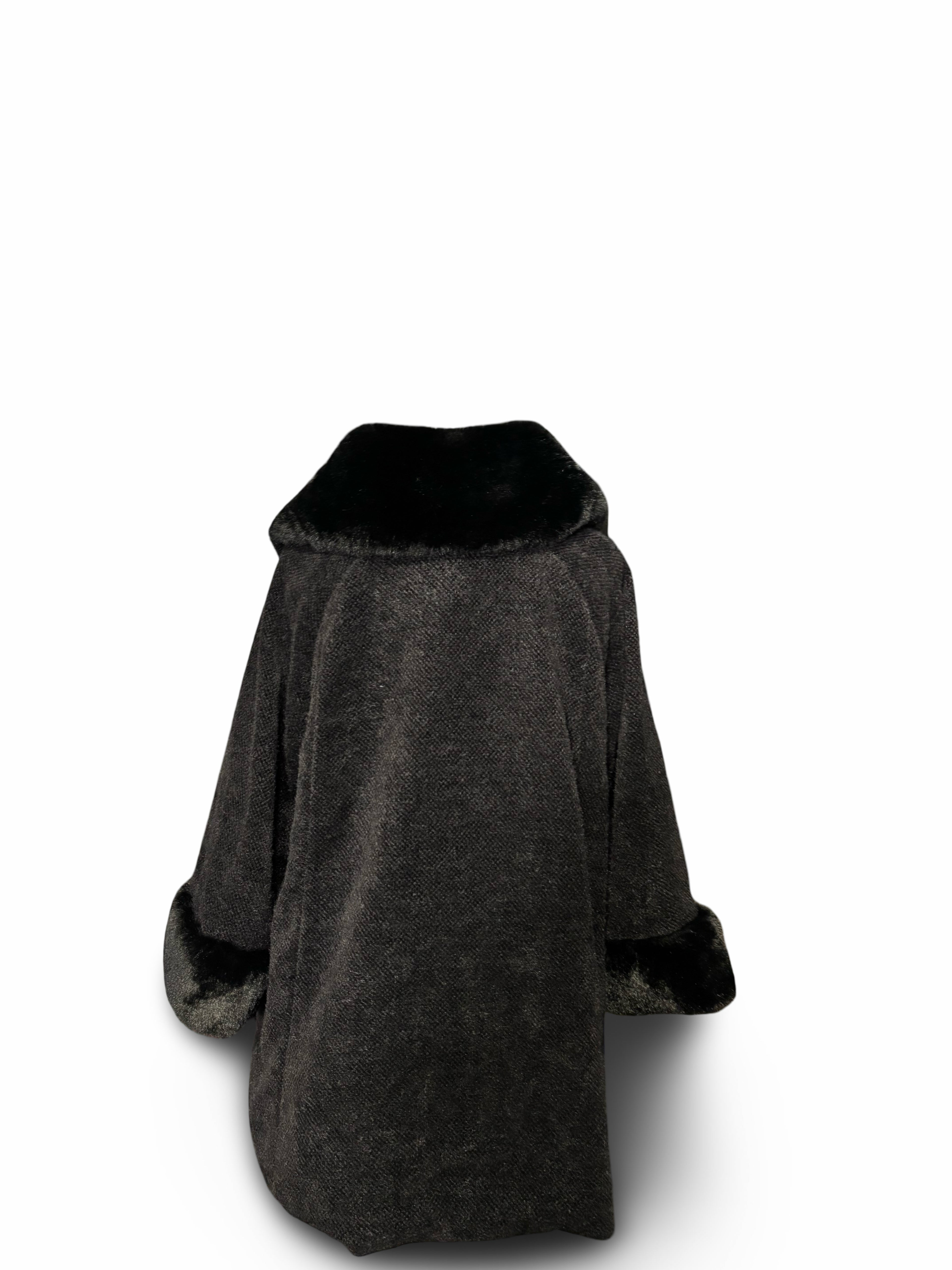 Flow Coat With Faux Fur Collar/Sleeve Cuff