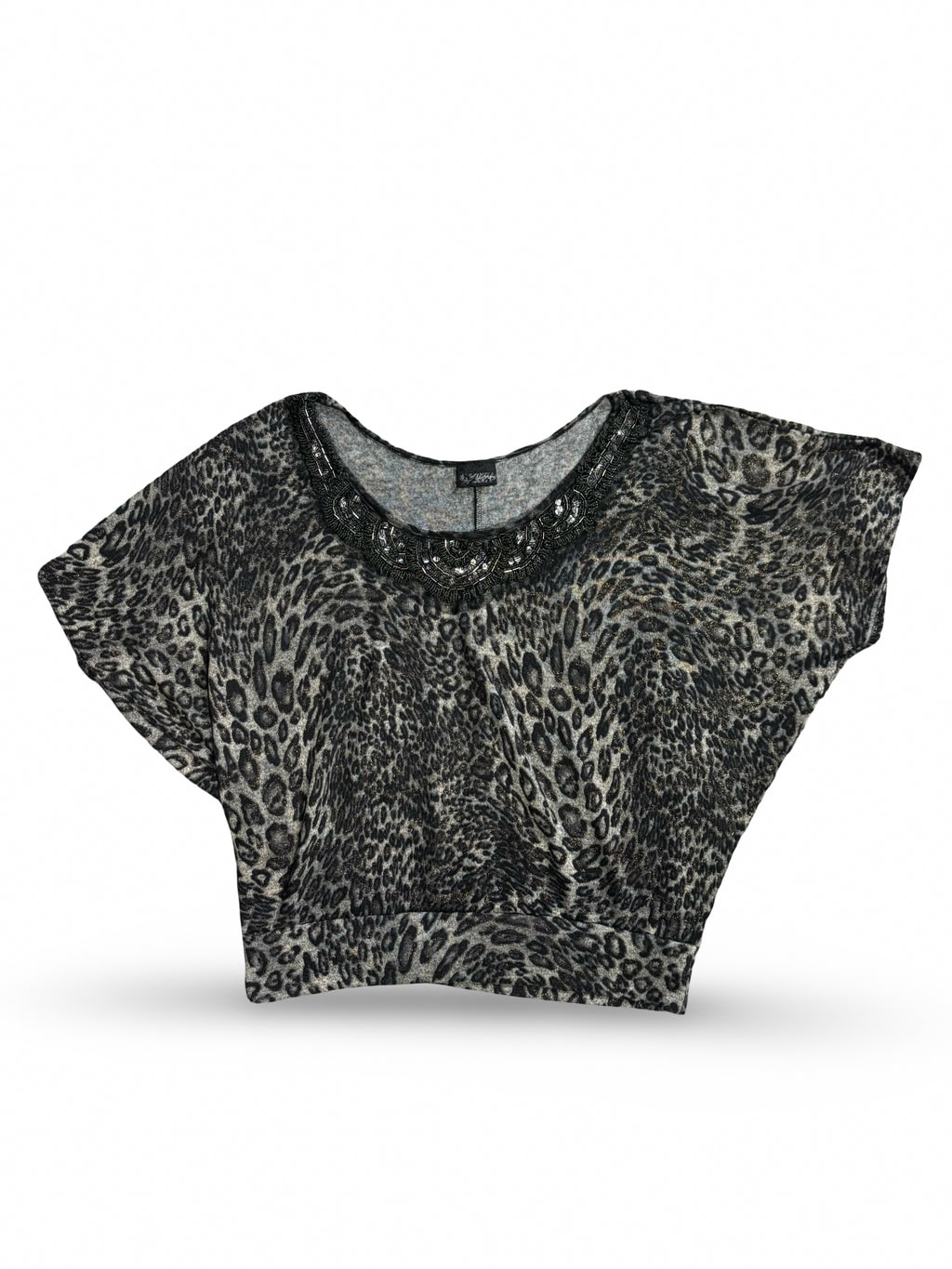 Day Trip Animal Print Top With Sequin Neckline