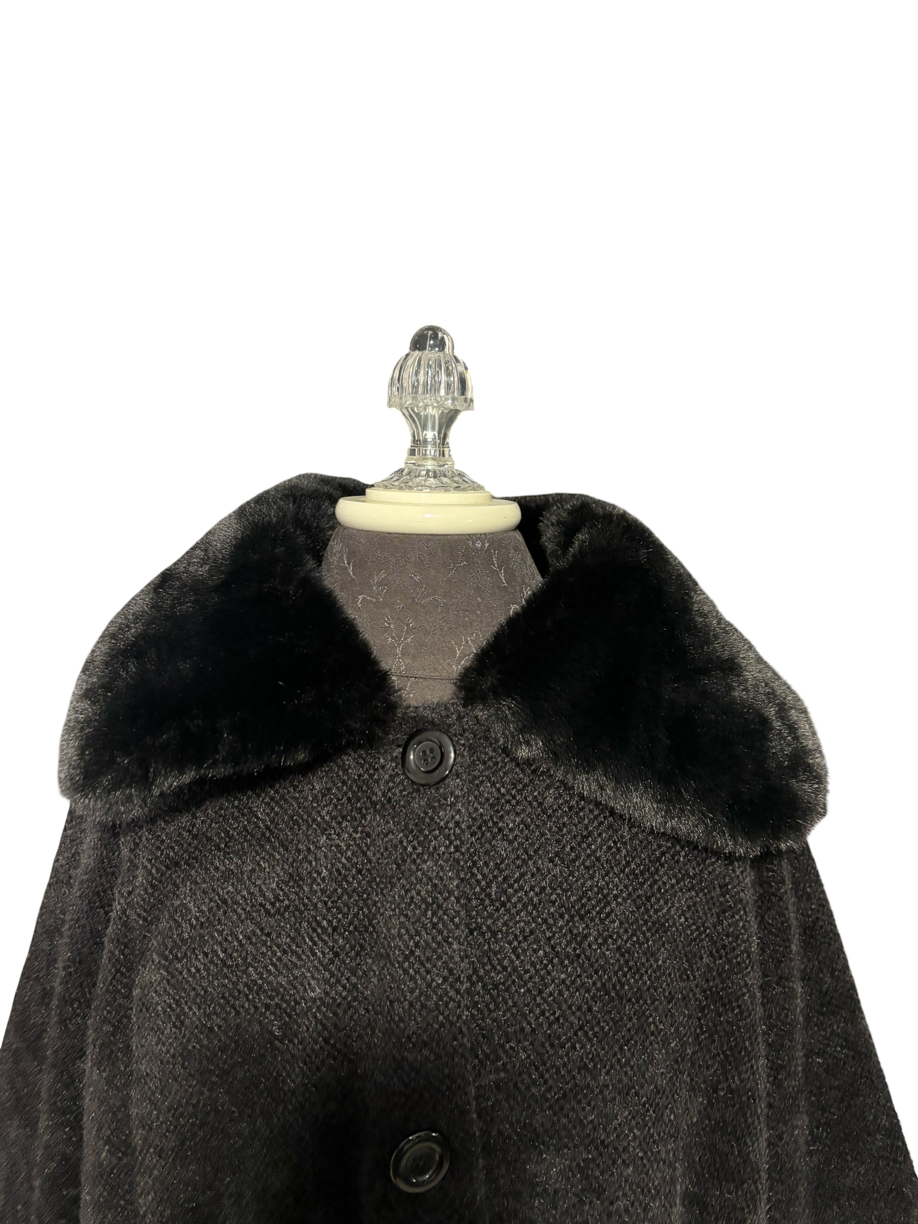 Flow Coat With Faux Fur Collar/Sleeve Cuff