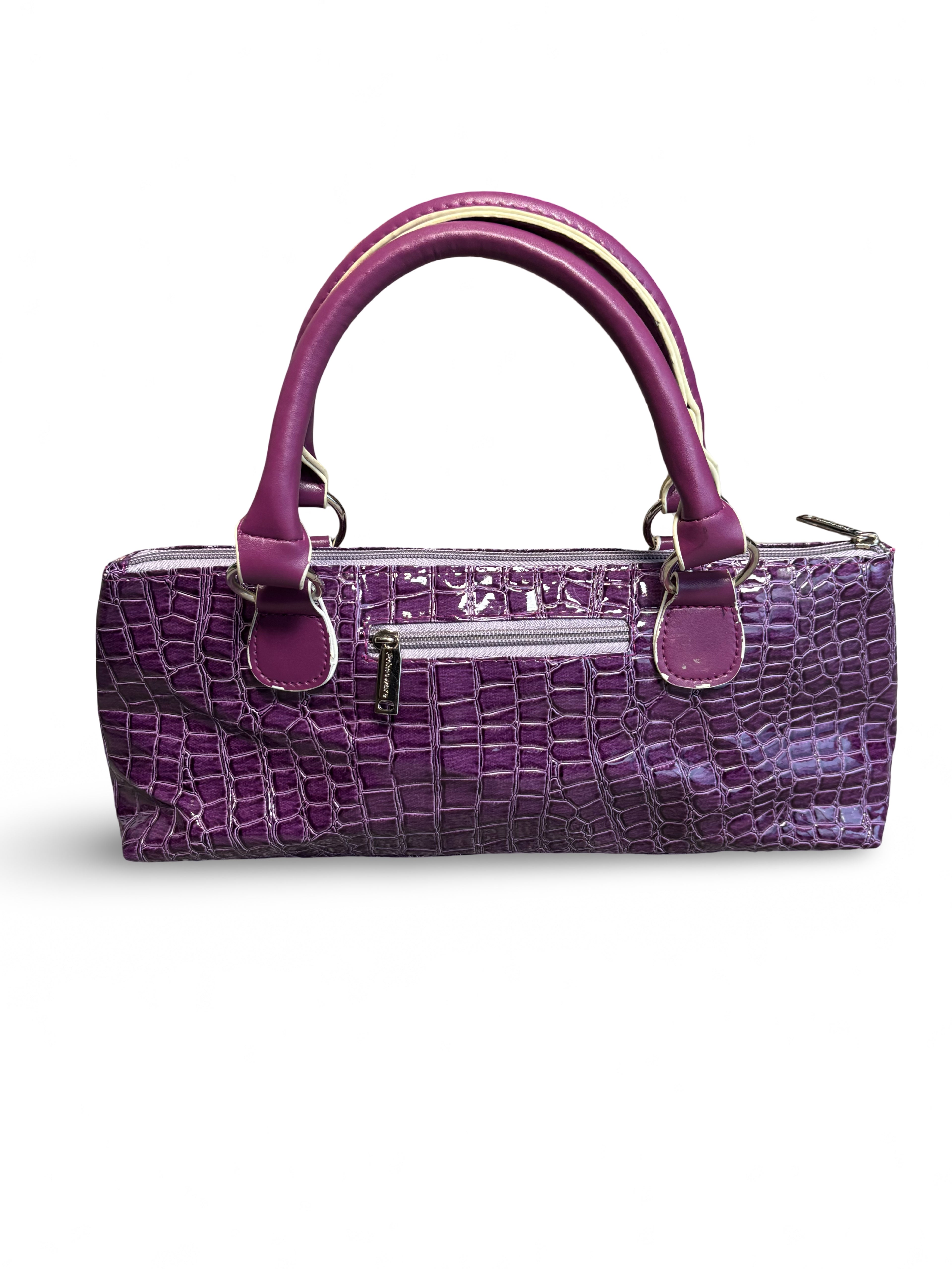 Croc Embossed Leather Shoulder Bag