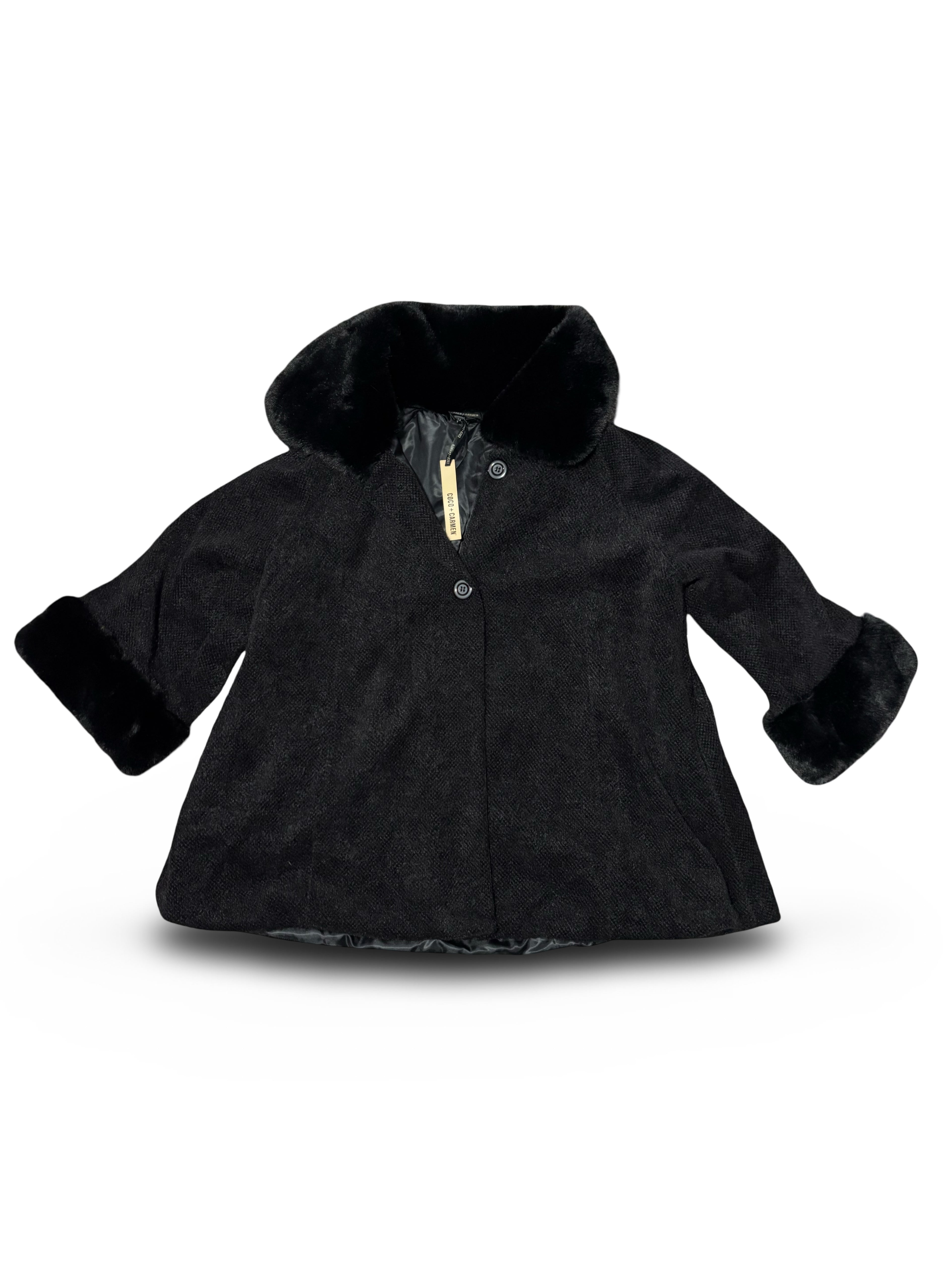 Flow Coat With Faux Fur Collar/Sleeve Cuff