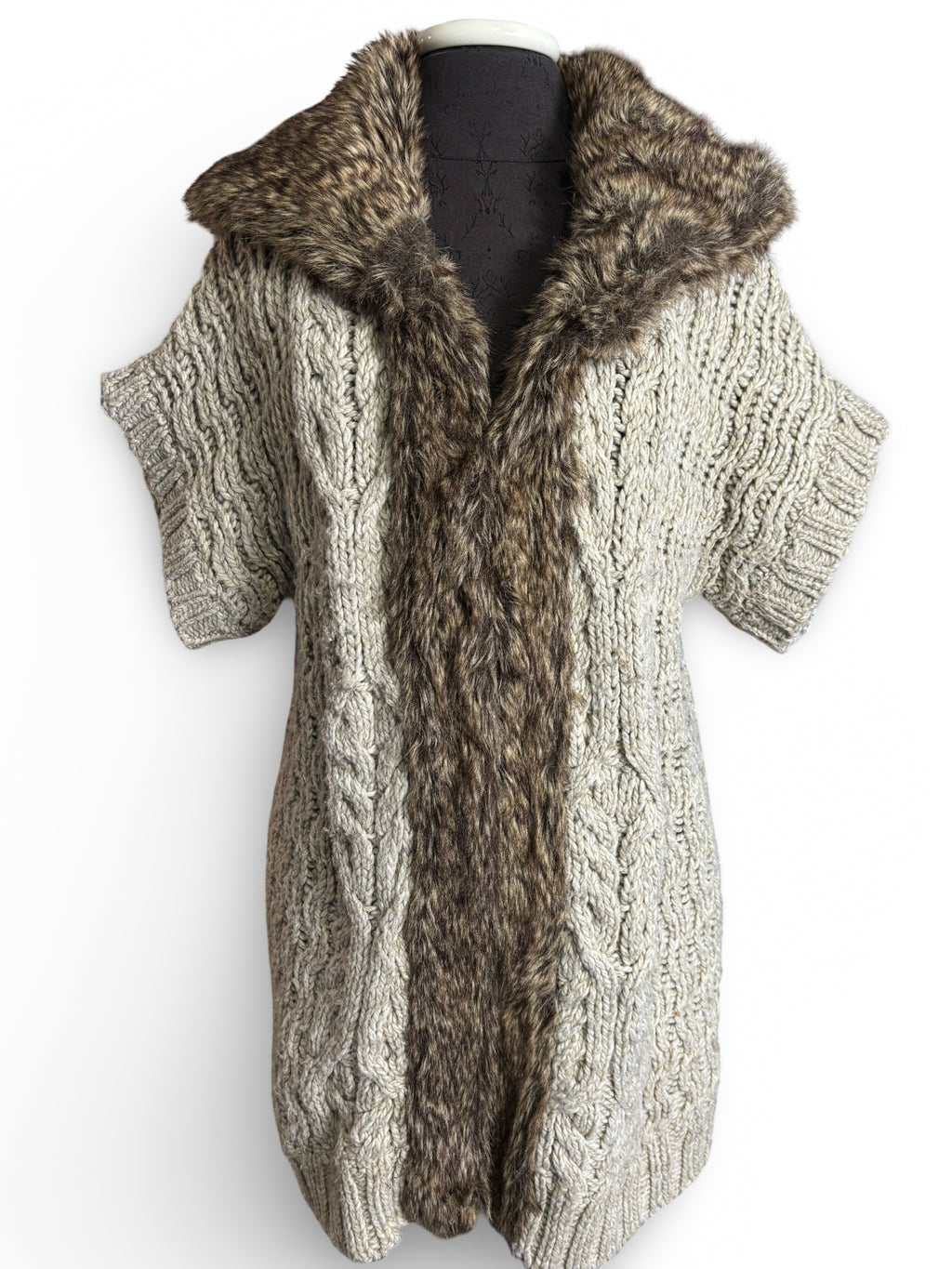 Apt.9 Faux Fur Collard Knit Cardigan