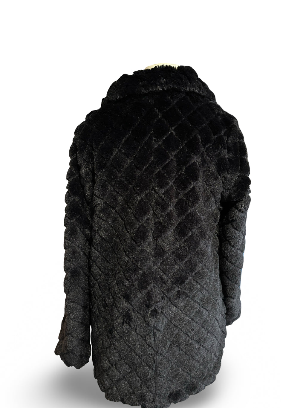 Faux Fur Coat With Patterned Lining & Button Closure