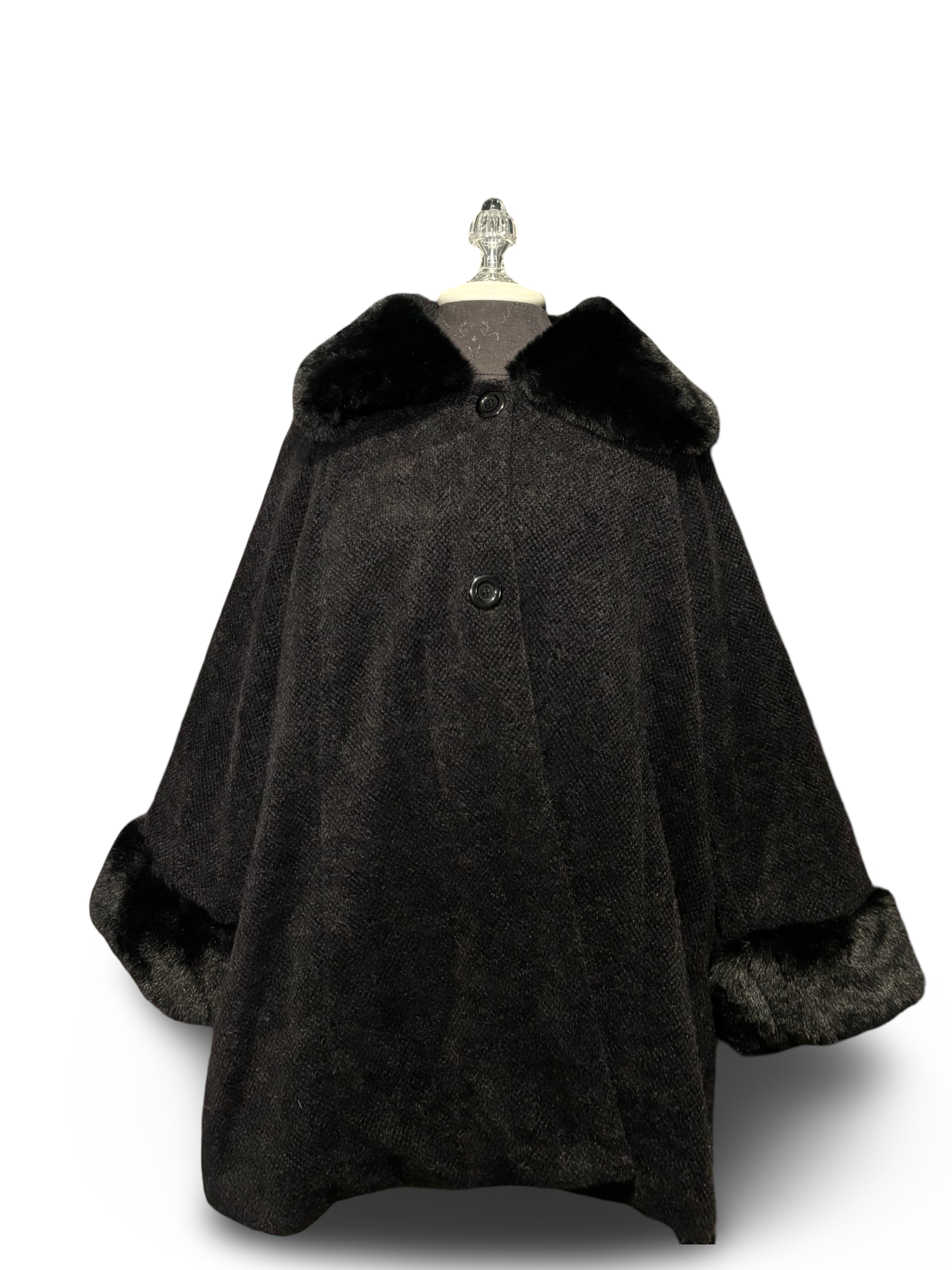 Flow Coat With Faux Fur Collar/Sleeve Cuff