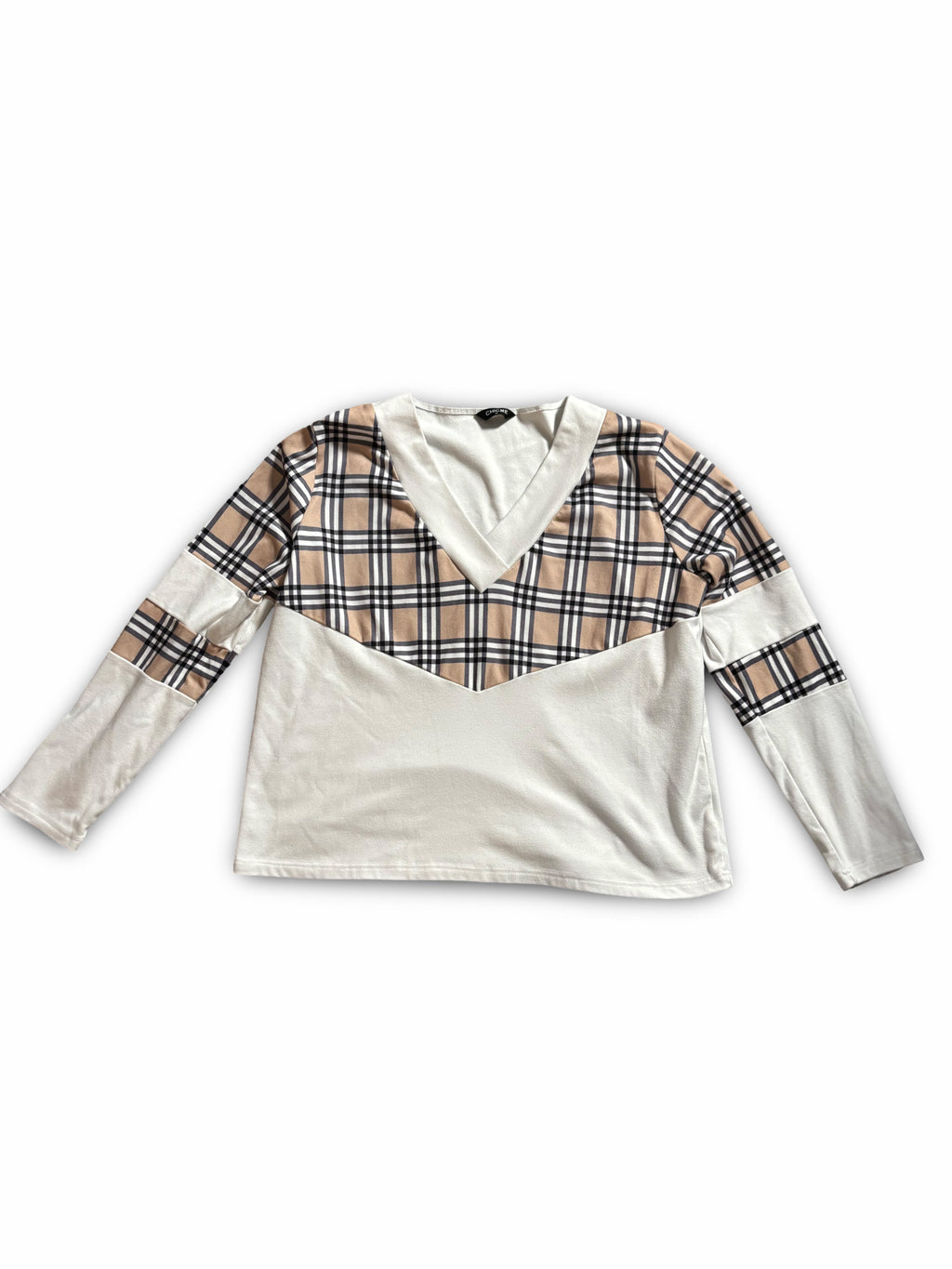 Chicme Long Sleeve Plaid Sweater