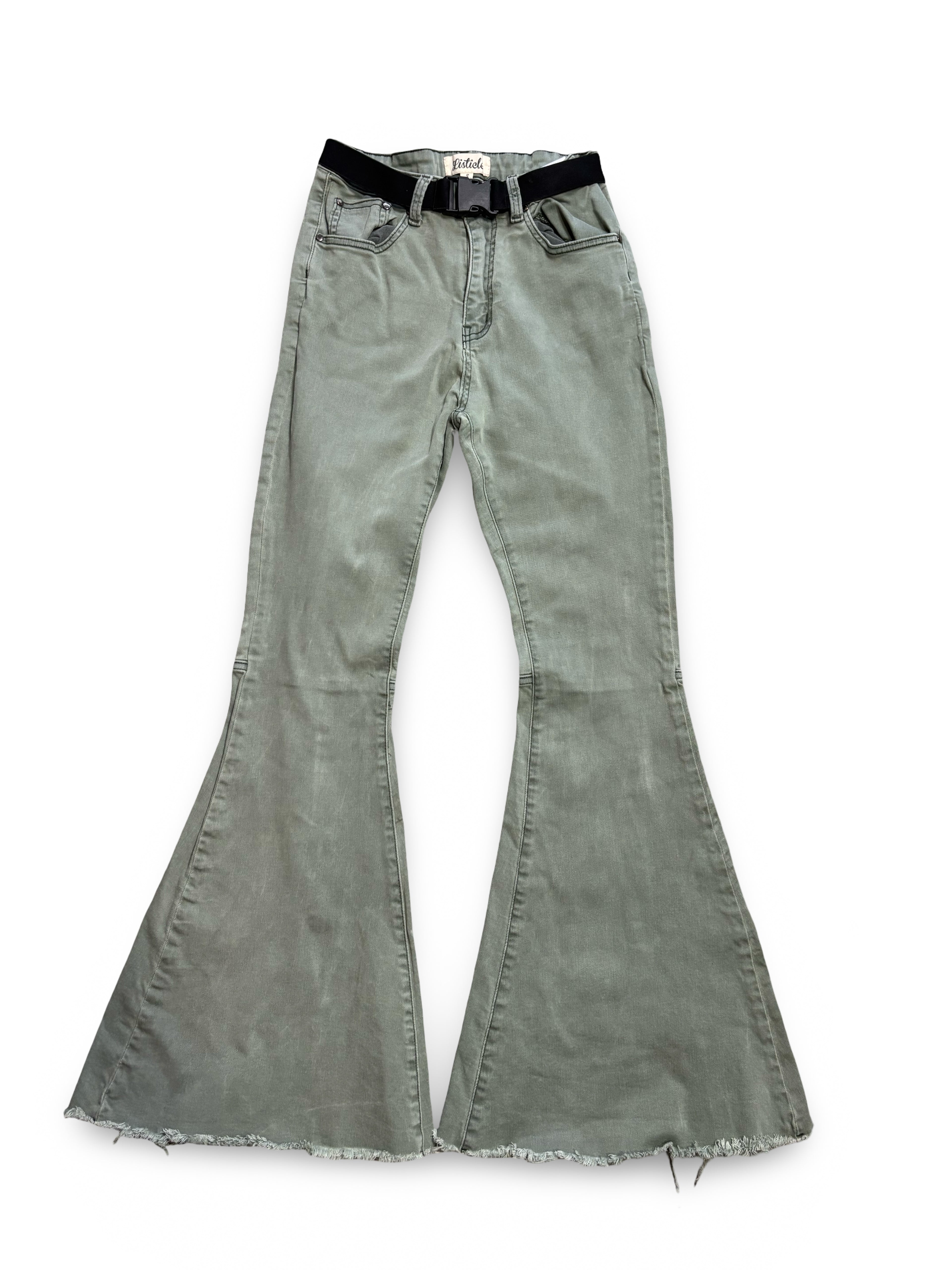 Flared Bottom Jeans With Belt