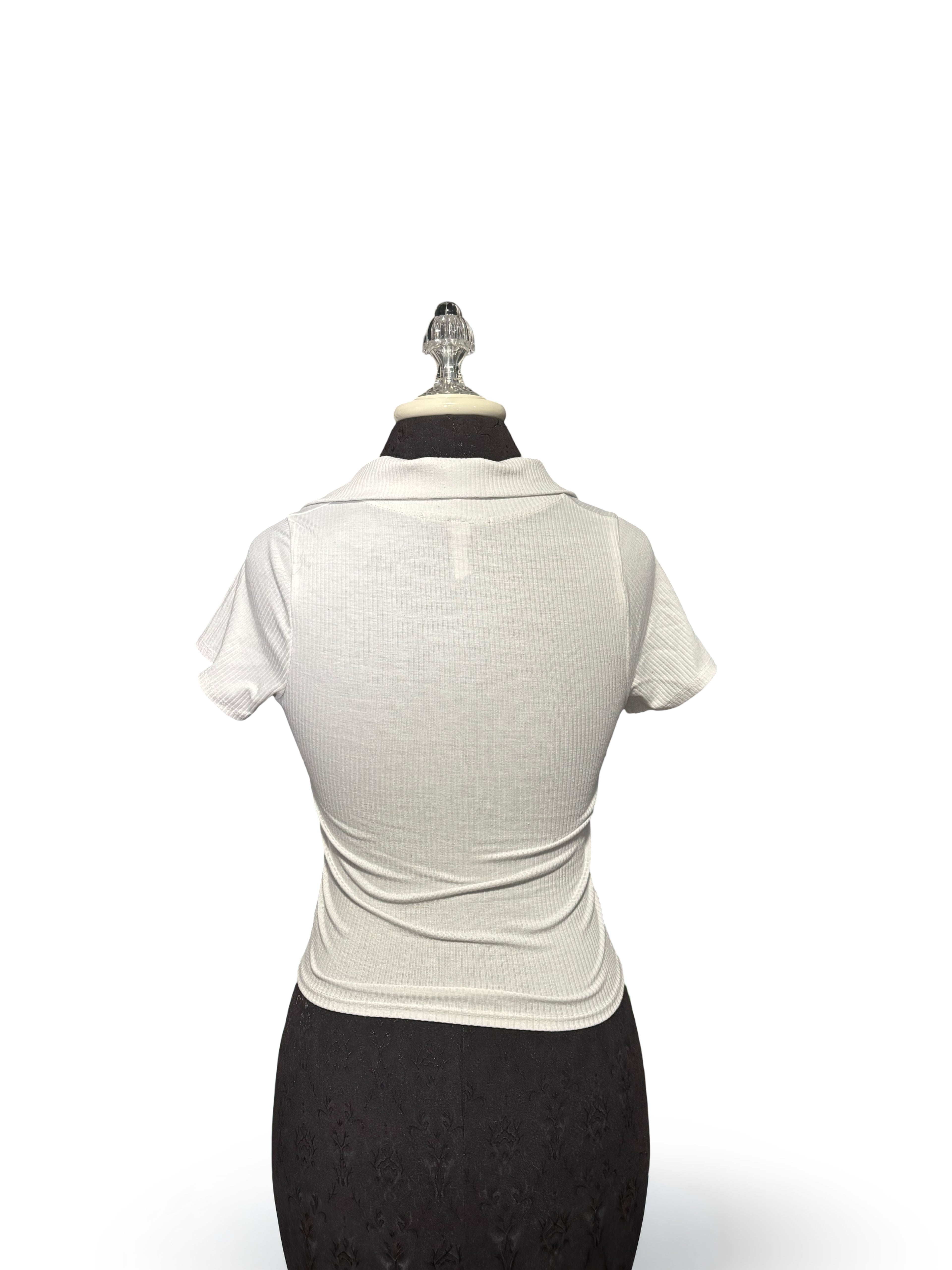 White Cropped Collar Top
