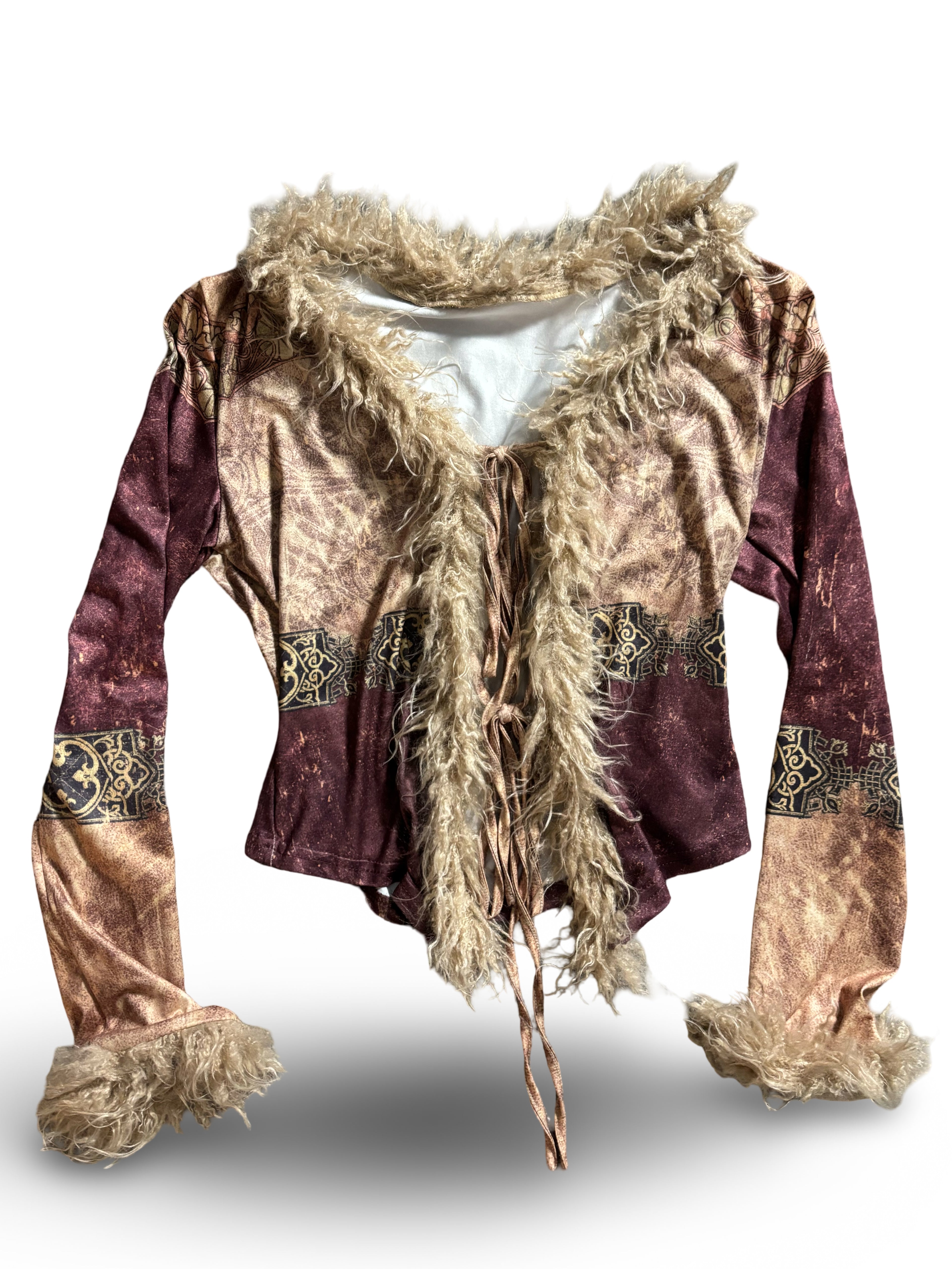 SHEIN Fur Trimmed Top