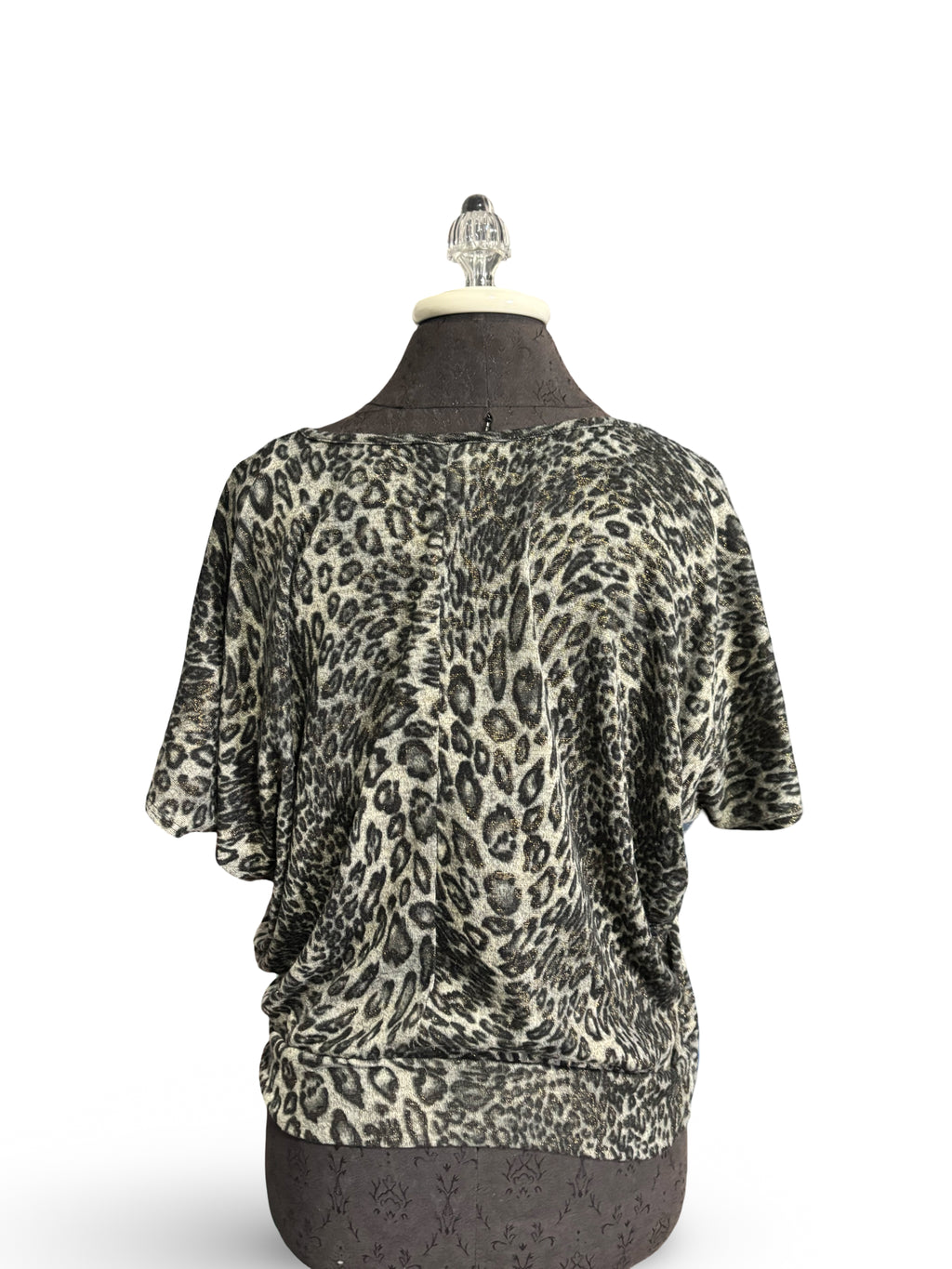 Day Trip Animal Print Top With Sequin Neckline