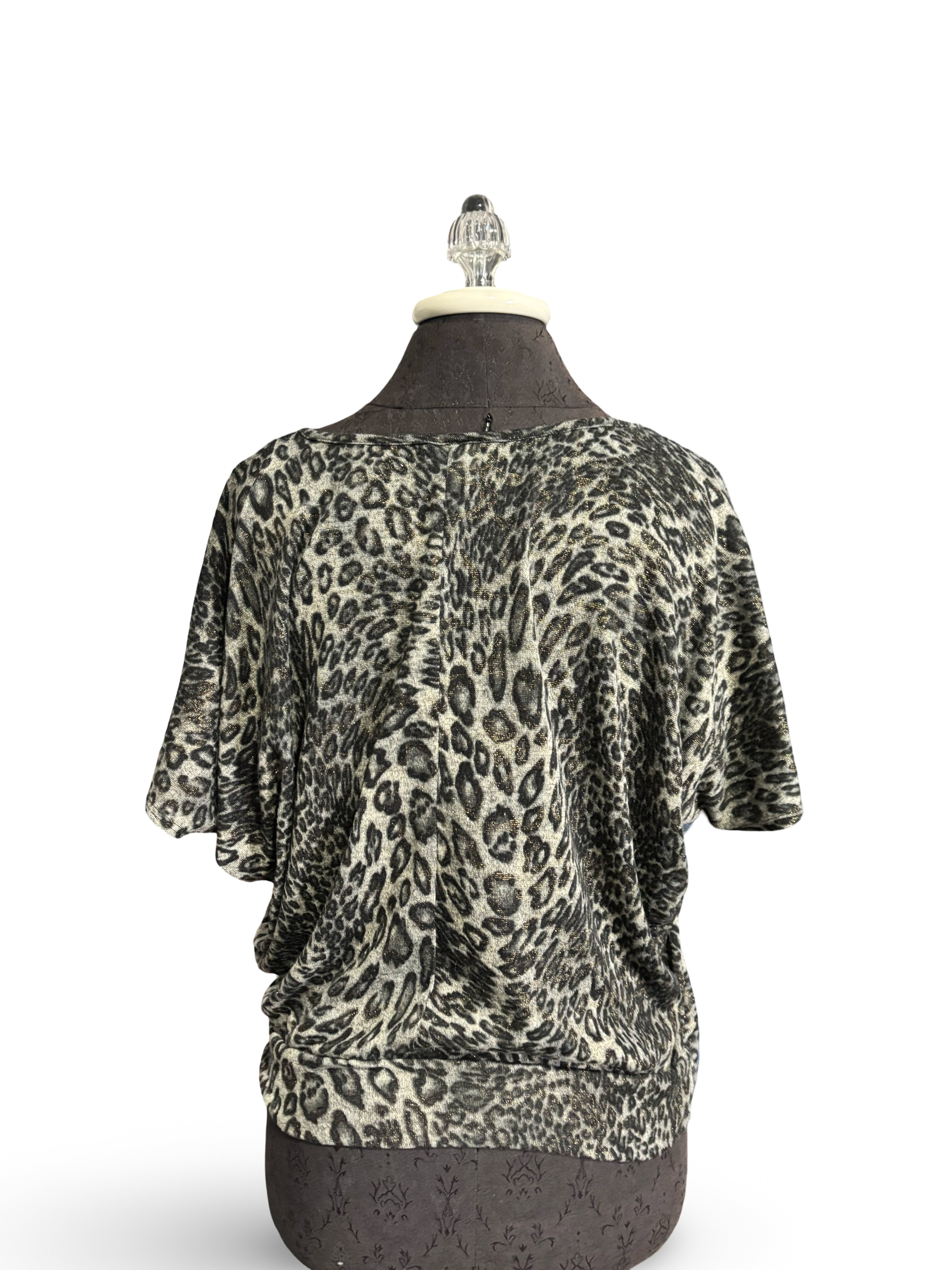 Day Trip Animal Print Top With Sequin Neckline