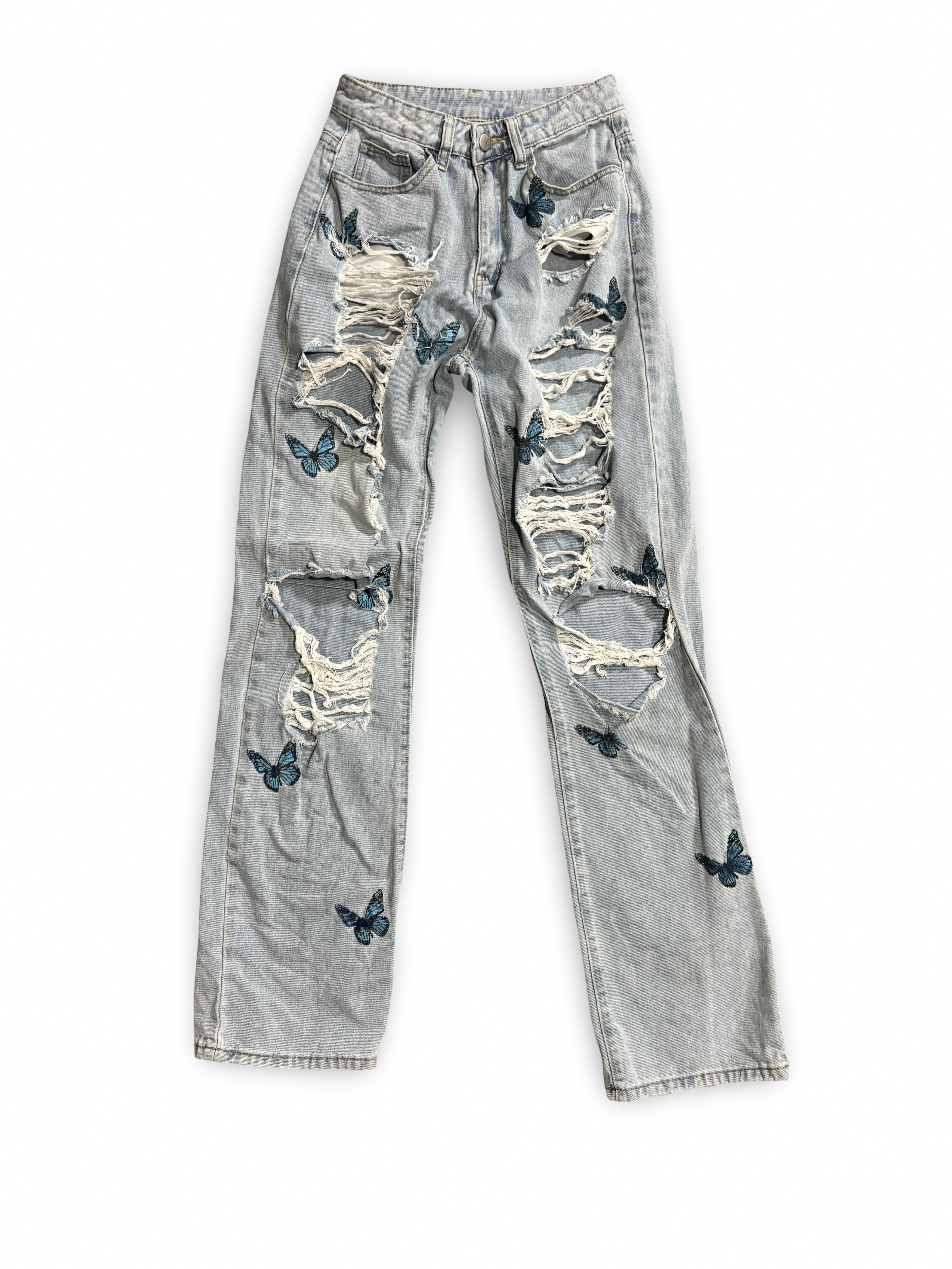 SHEIN Butterfly Ripped Jeans