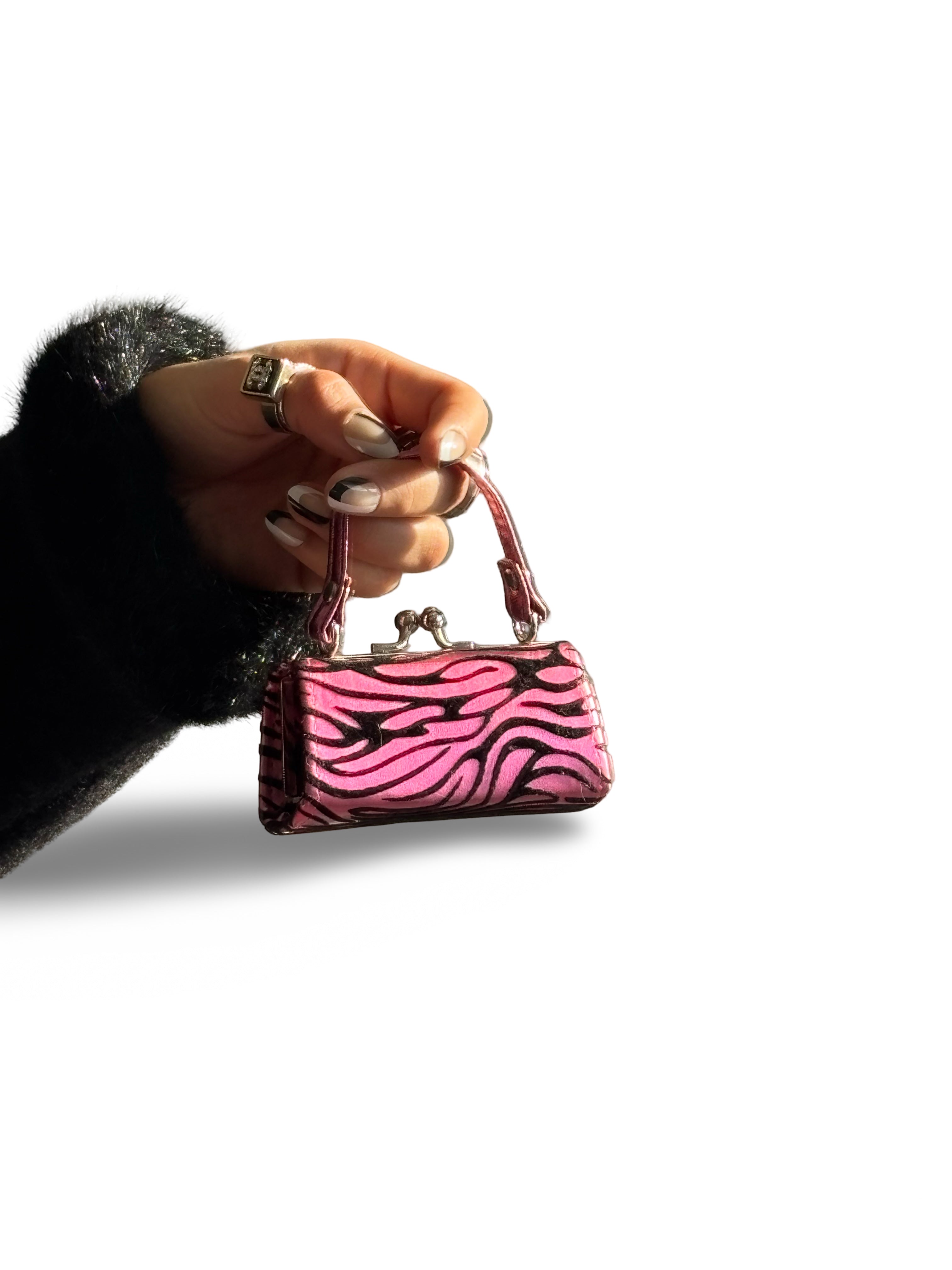Velvet Pink Zebra Mini Bag