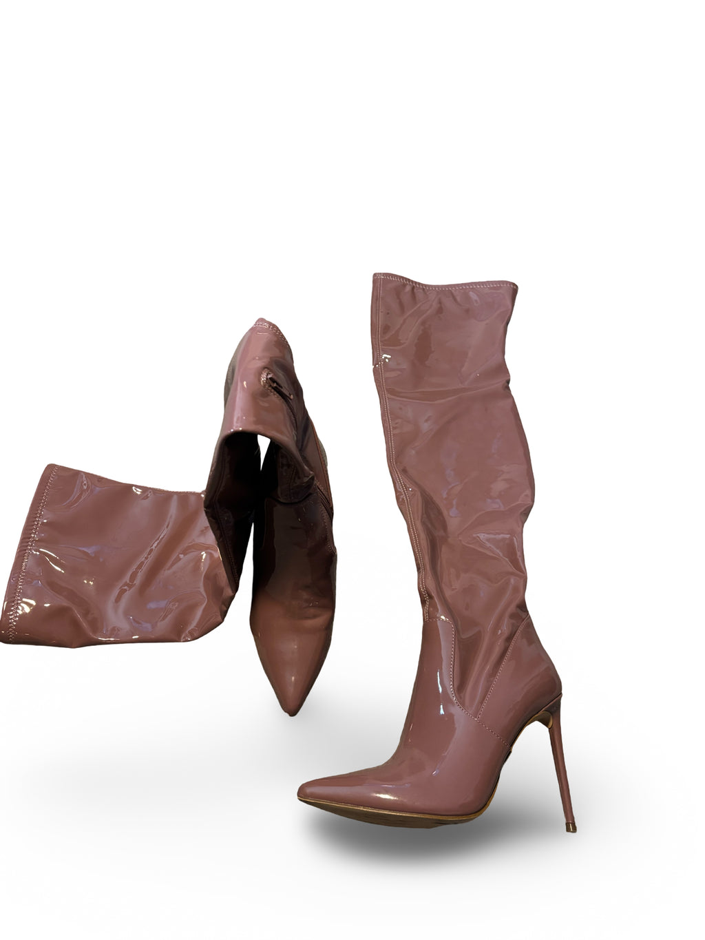 Faux Leather Thigh High Stiletto Boots