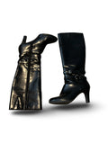 Chaps Faux Leather Long Boots