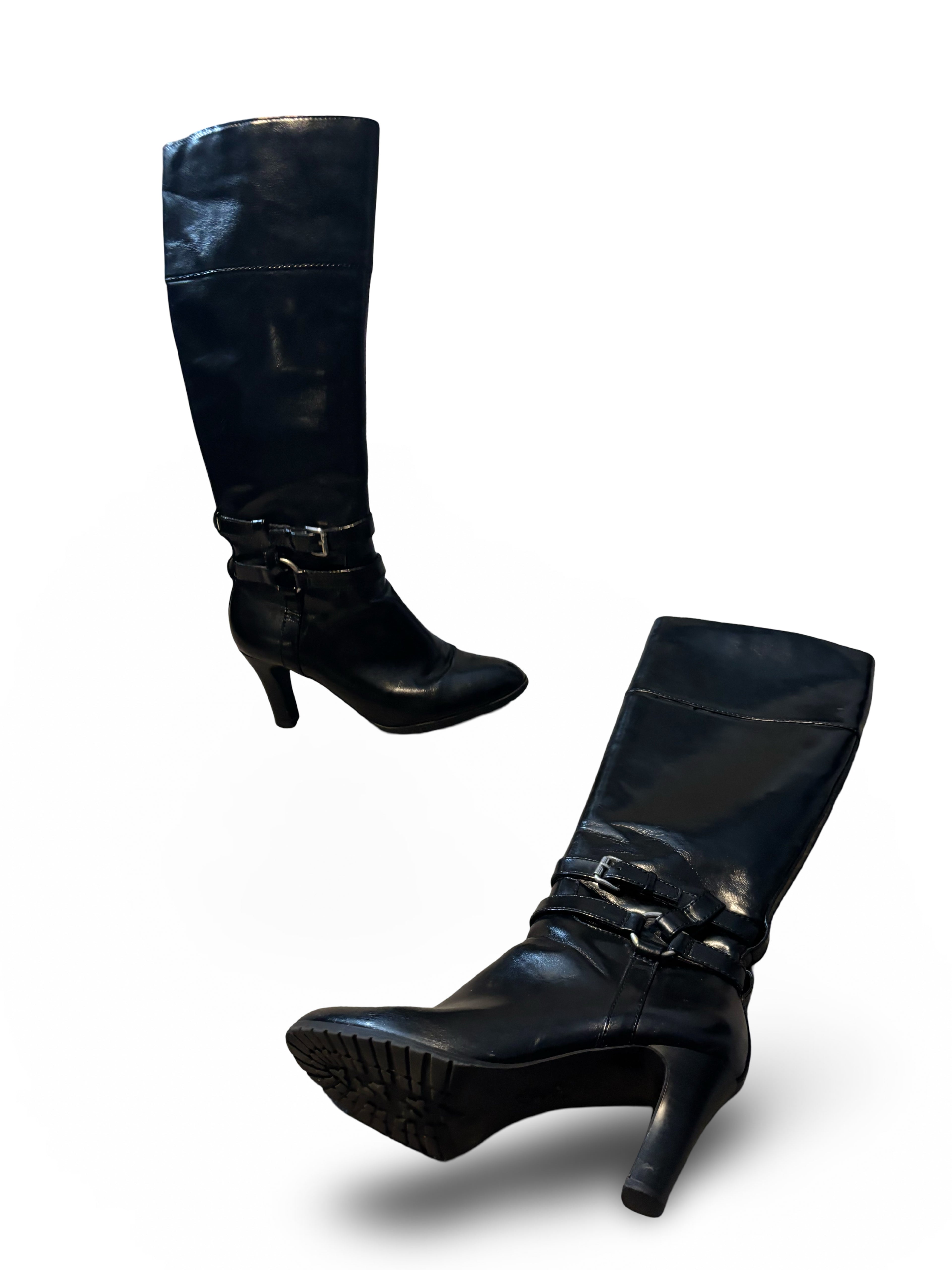 Chaps Faux Leather Long Boots
