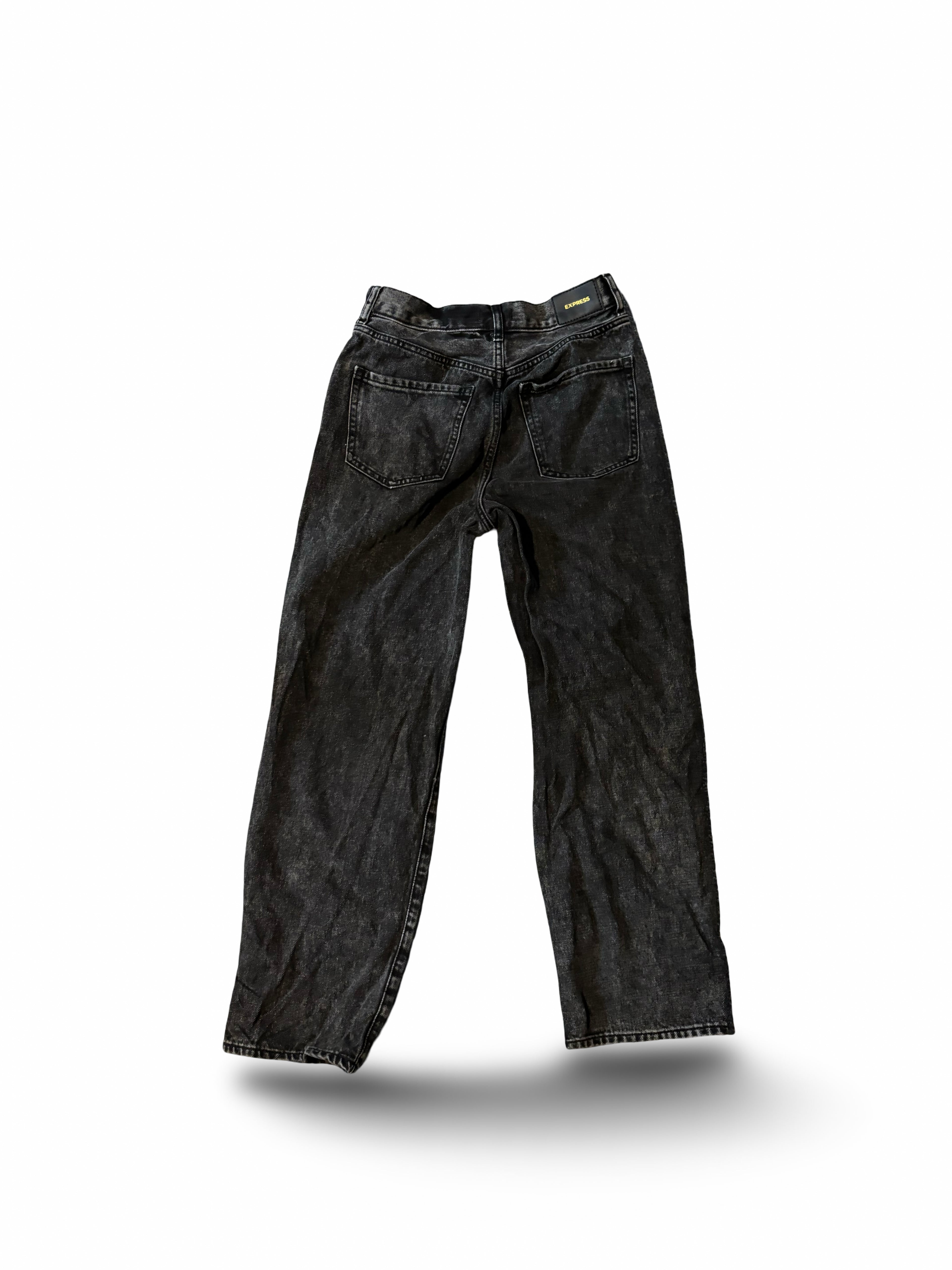 Express Black Straight Aankle High Rise Jeans