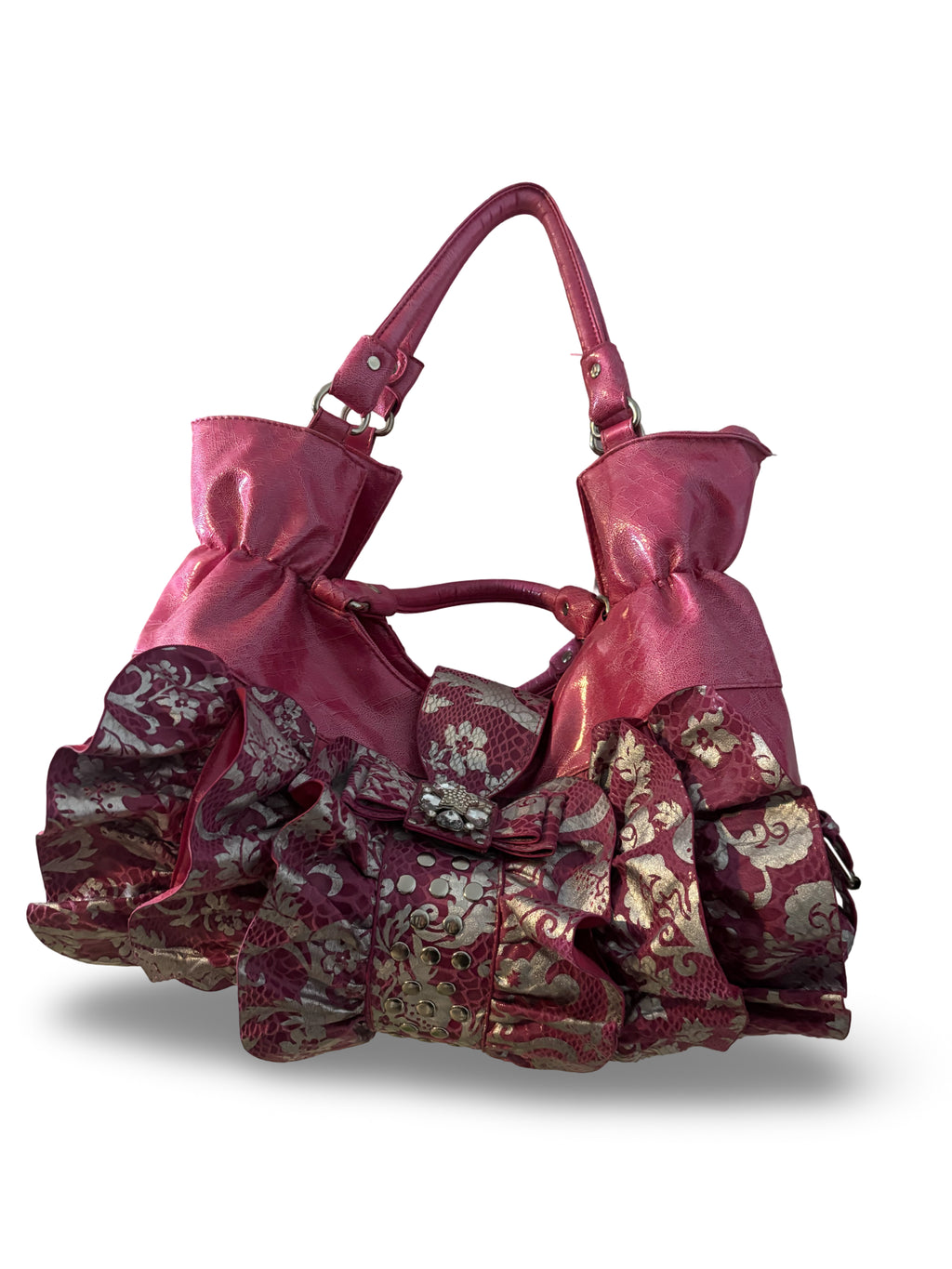 Pink&Silver Unique Ruffle Bag