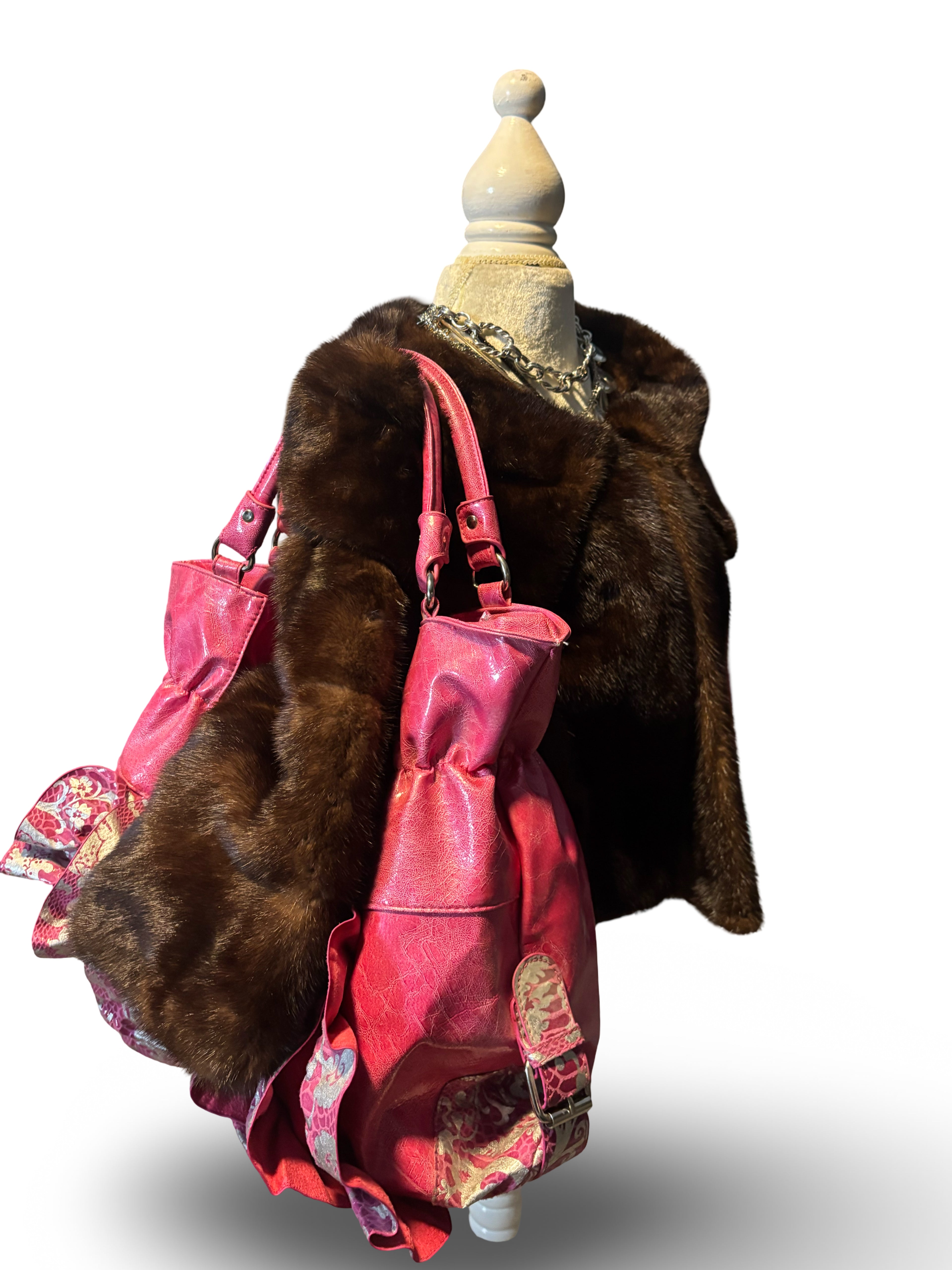 Pink&Silver Unique Ruffle Bag