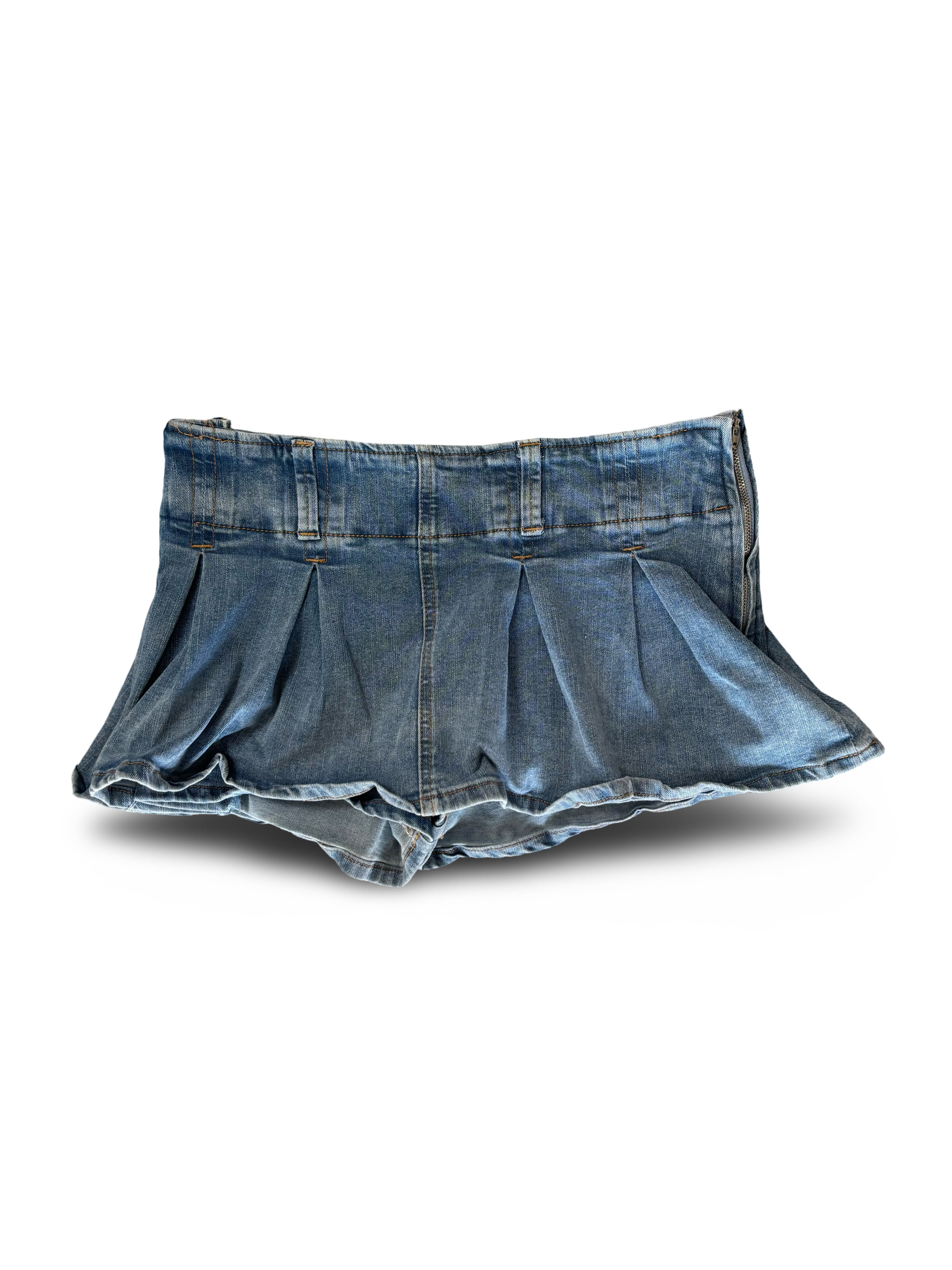 Jean Pleated Skirt